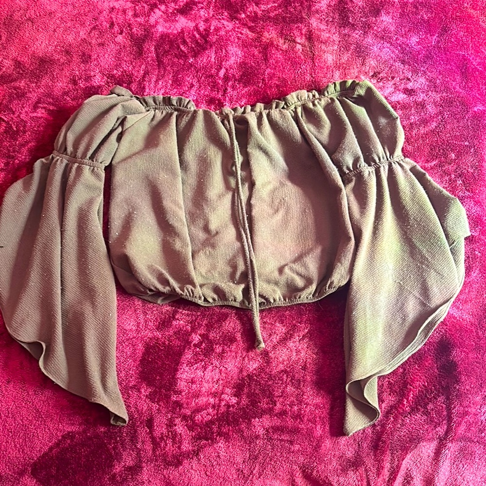 Off-Shoulder Olive Green Top